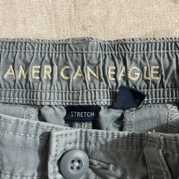 American Eagle Pants Womens Size 8 Short Baggy Jogger Cargo Gray Stretch Pockets - Picture 2 of 9
